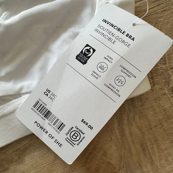 Athleta Invincible Sports Bra White 34C NEW - Picture 4 of 9